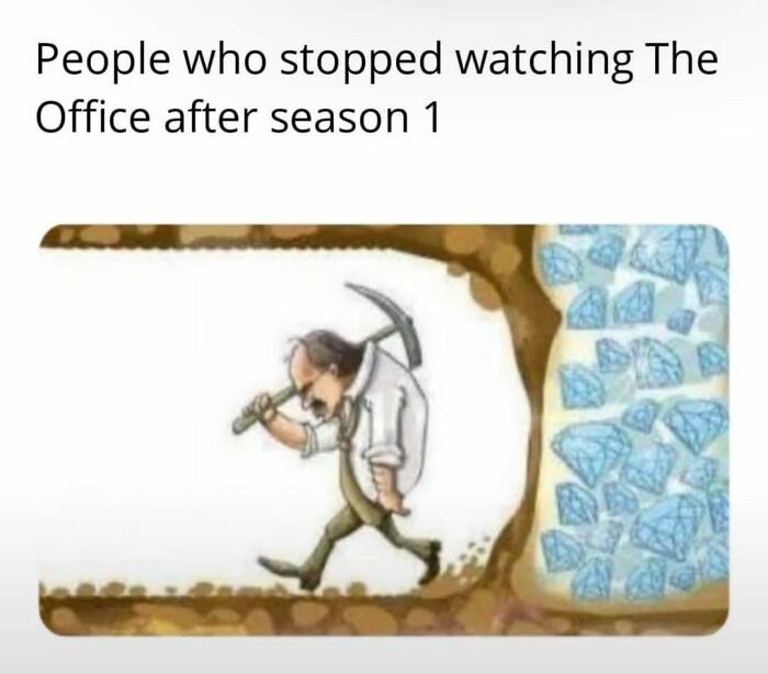 Man mining dull rocks, missing out on valuable gems, illustrating a super culture meme about fighting boredom and entertainment.