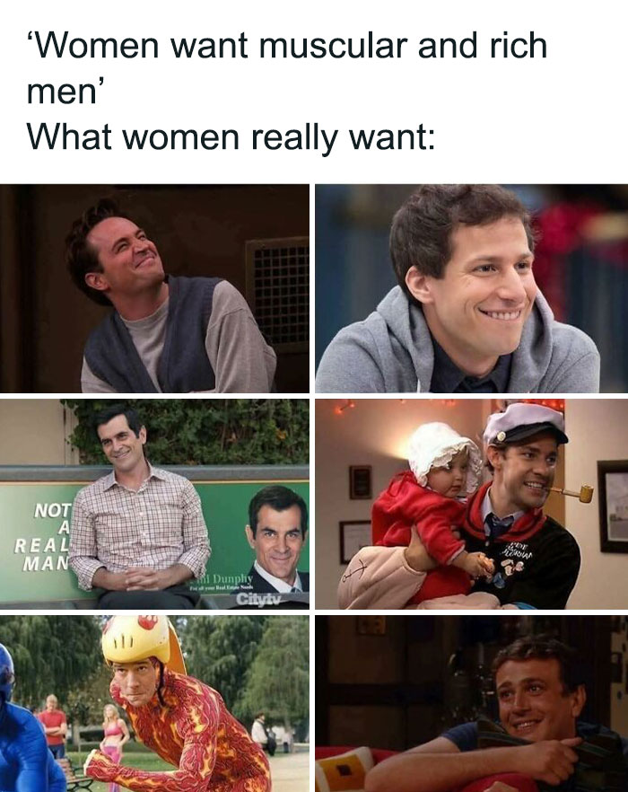 Meme collage showing different men smiling and acting quirky, illustrating entertaining super culture humor to fight boredom.