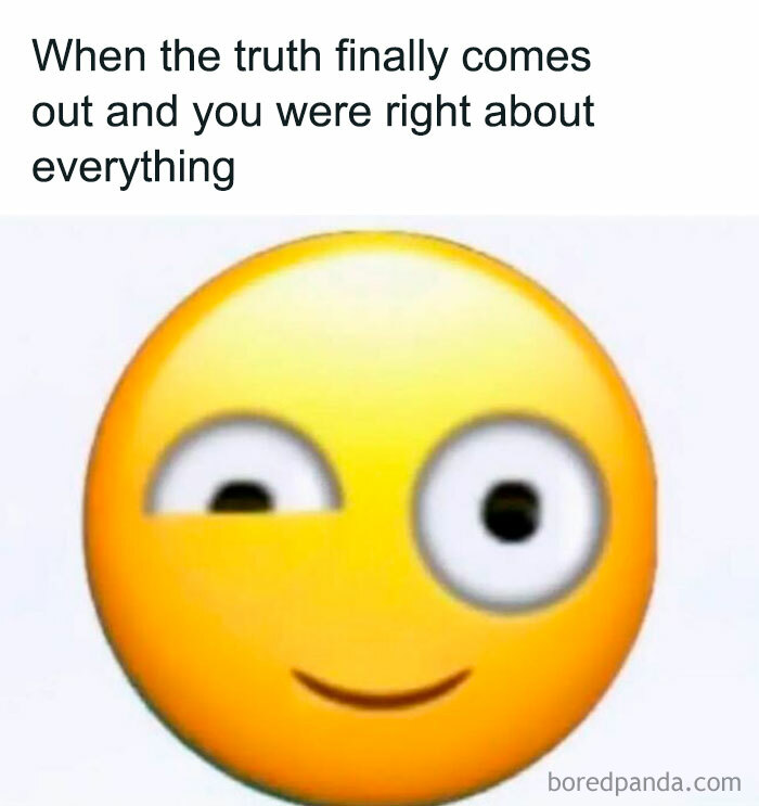 Smirking emoji with one eye closed and text about being right, a funny meme from hilarious memes collection.