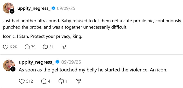 Social media parenting post humor about ultrasounds and baby behavior, part of popular parenting posts.