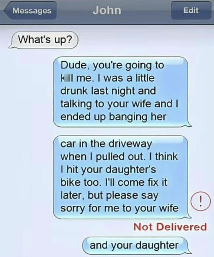 Text message conversation showing a humorous but awkward confession, related to funny texts that might make you laugh.