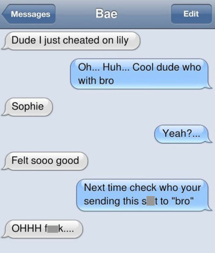 Funny text message conversation showing a texting mishap that might make you laugh with unexpected replies.