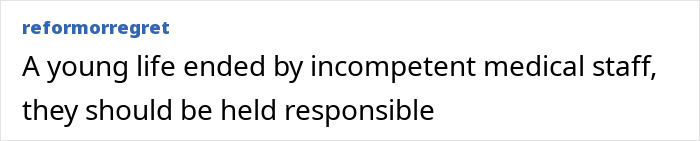 Text post reading about a girl losing her life to meningitis after misdiagnosis by medical staff.