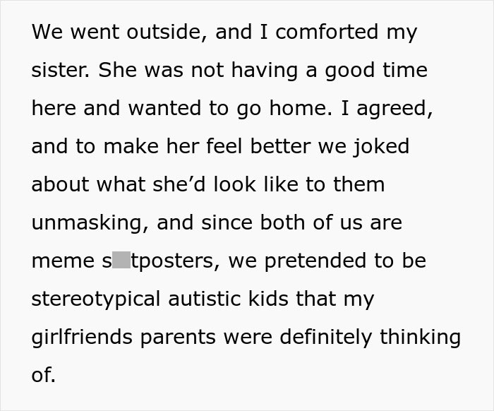 Alt text: Man pranks girlfriend&rsquo;s parents to support autistic sister while facing objections to their relationship.