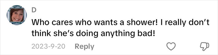 Comment expressing support for grandmas having a baby shower with no negative judgment on their new status celebration