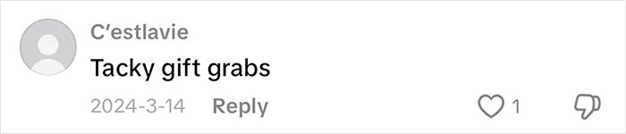 Comment reading Tacky gift grabs in a discussion about grandmas having a baby shower to celebrate their new status.