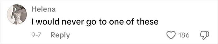 Comment from Helena stating she would never attend a grandma baby shower, reflecting strong opinions on the topic.