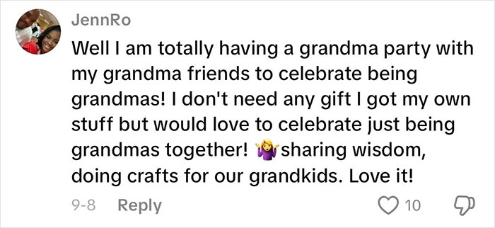 Comment expressing excitement about having a grandma baby shower to celebrate new grandma status and bonding.