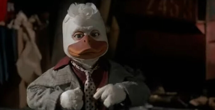 Character dressed as a duck in a vintage outfit from one of the worst-best movies that people actually enjoy.