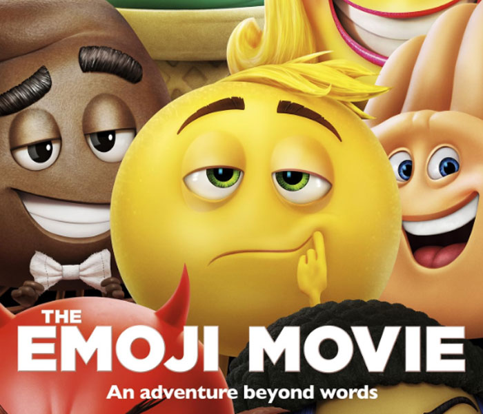 Animated characters from The Emoji Movie with expressive faces depicting weird and iconic bruh moments in history.