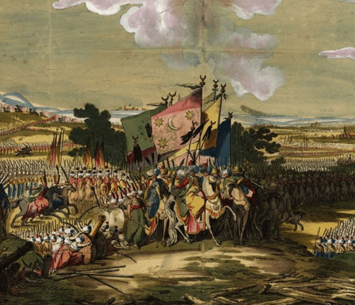 Historical battle scene with soldiers and flags, illustrating weird and iconic bruh moments from history.