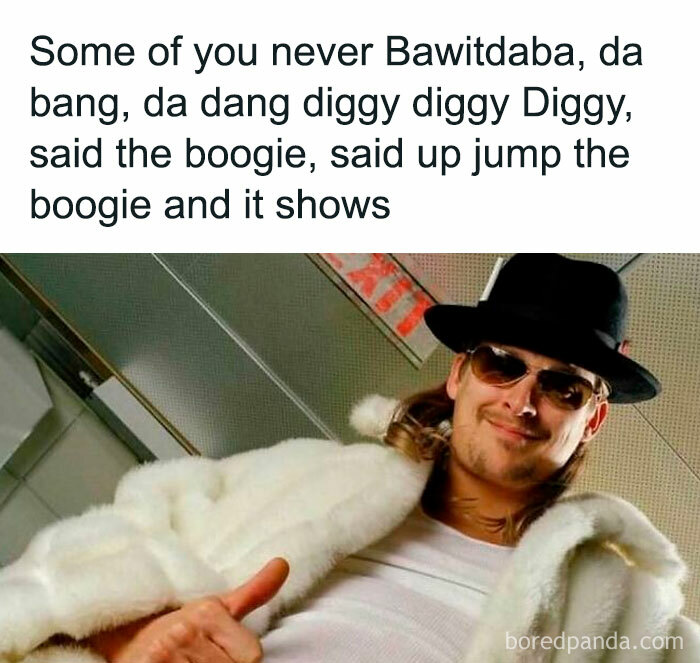 Man in sunglasses and hat smiling wearing a white fur coat in a meme about 90s relatable memories for millennials.