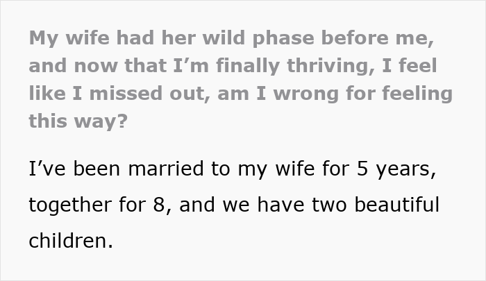 Text discussion of husband&rsquo;s feelings about intimacy boundaries with wife, sparking people predicting divorce for husband.