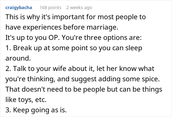Reddit user discusses intimacy boundaries and predicts divorce for husband asking wife to change their relationship norms.