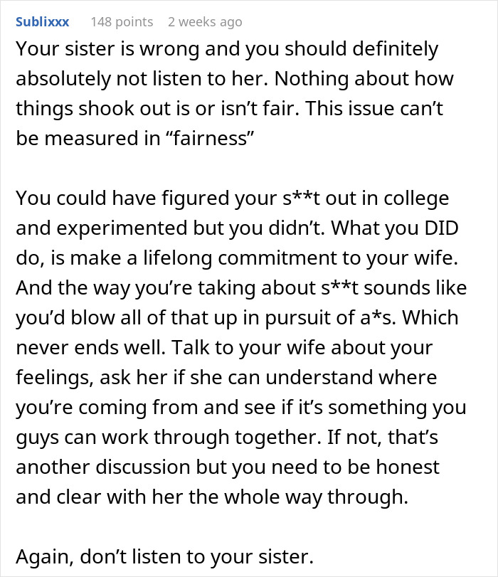 Comment discussing intimacy boundaries and predicting divorce for a husband who asks wife to change them.
