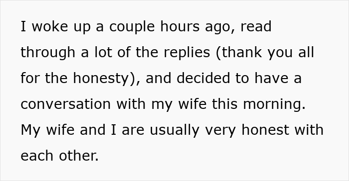 Text discussing a husband planning to talk with his wife about changing intimacy boundaries amid divorce predictions.