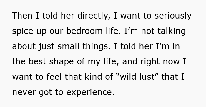 Man asking wife to change intimacy boundaries to spice up bedroom life, sparking divorce predictions from people online.