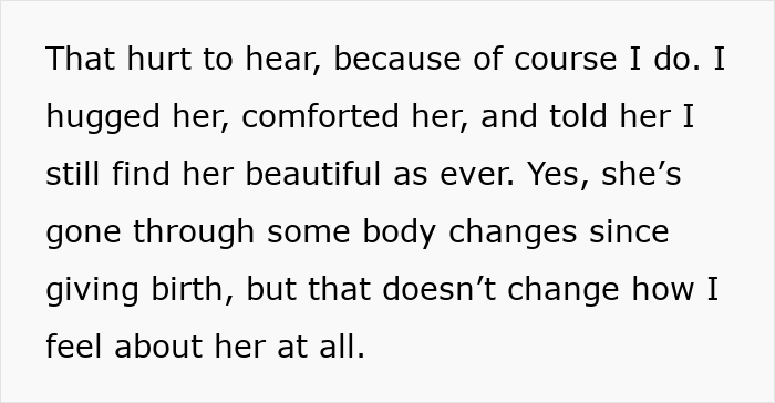 Text excerpt about a husband supporting his wife after childbirth amid changing intimacy boundaries and relationship challenges.