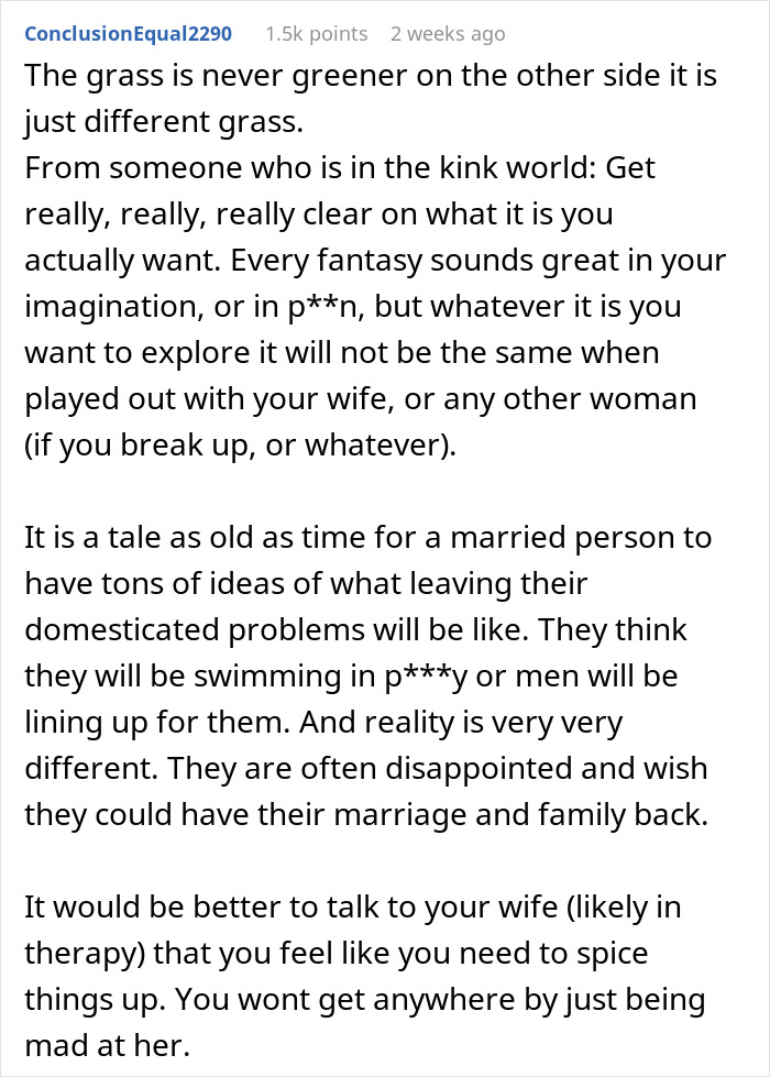 Comment discussing intimacy boundaries and relationship challenges predicting divorce for husband and wife issues.