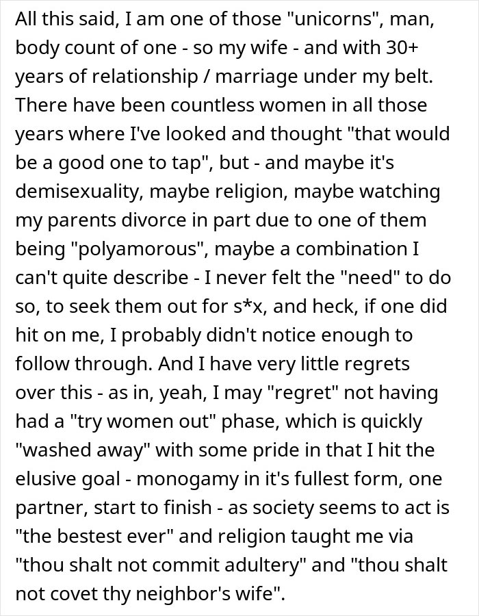 Text post discussing a husband&rsquo;s view on monogamy and intimacy boundaries amid predictions of divorce.