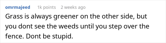 Screenshot of a comment about relationships, highlighting people's predictions of divorce over changing intimacy boundaries.