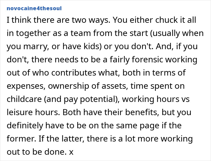 Comment discussing relationship dynamics and expenses related to husband spending nearly 12K yearly on his hobby causing wife frustration.