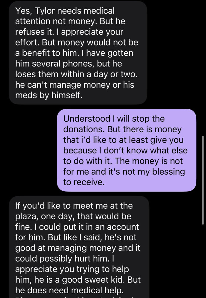 Text message conversation about a former Nickelodeon child star struggling with homelessness and inability to manage money or medical needs. Text message conversation about a former Nickelodeon child star struggling with homelessness and inability to manage money or medical needs.