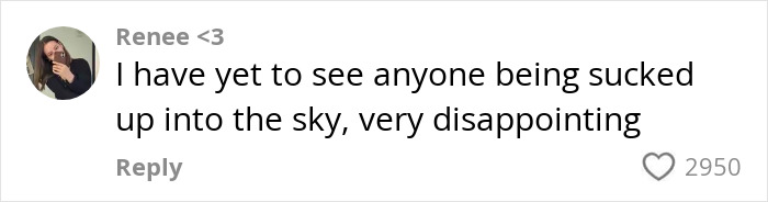 Alt text: A social media comment expressing disappointment about no one being taken up in the sky amid RaptureTok predictions.