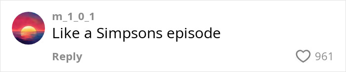 Comment on a social media post referencing RaptureTok trend, mentioning a Simpsons episode, with 961 likes.