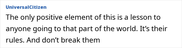 Comment about life inside infamous Dubai prison for British law student jailed for substance possession, advising caution.