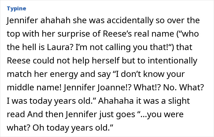 Jennifer Aniston reacting with surprise as she hilariously learns Reese Witherspoon&rsquo;s real name after 25 years.