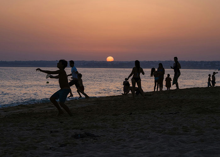 Silhouettes of people on a beach at sunset, illustrating intriguing scientific facts that are also a bit eerie.
