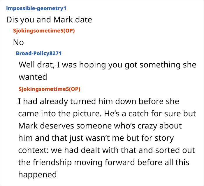Chat conversation screenshot showing a user discussing relationship details, relevant to lying pick me girl tattoo inspiration.