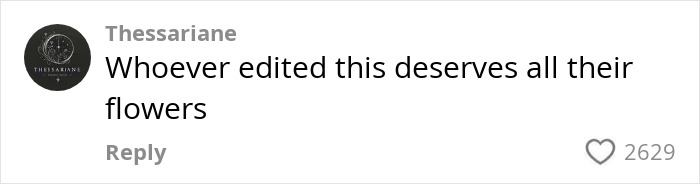 Comment by Thessariane praising the editor, expressing appreciation with the phrase deserves all their flowers.