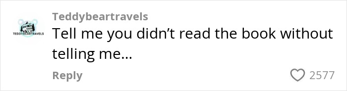 Comment from user Teddybeartravels engaging in a discussion about Wuthering Heights book and its teaser online.