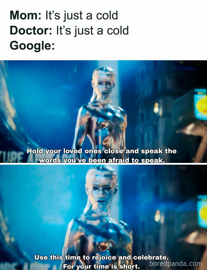 Marvel meme showing a silver character urging to hold loved ones close and celebrate, highlighting hilarious Marvel memes.