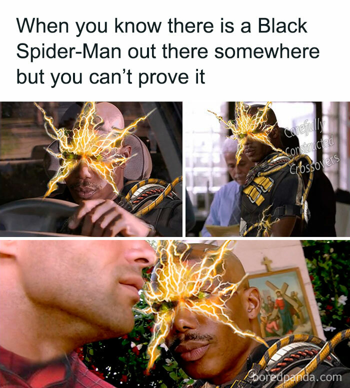 Hilarious Marvel memes showing characters with electric powers hinting at Black Spider-Man's existence.