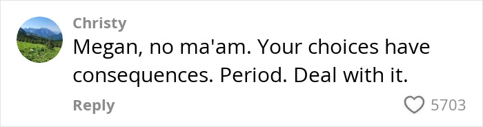 Comment by user Christy addressing consequences and accountability related to woman who tanked boyfriend’s career over Charlie Kirk comments. Comment by user Christy addressing consequences and accountability related to woman who tanked boyfriend’s career over Charlie Kirk comments.