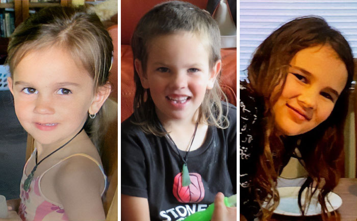 Three young children who vanished into wilderness, shown in a composite image with close-up portraits.