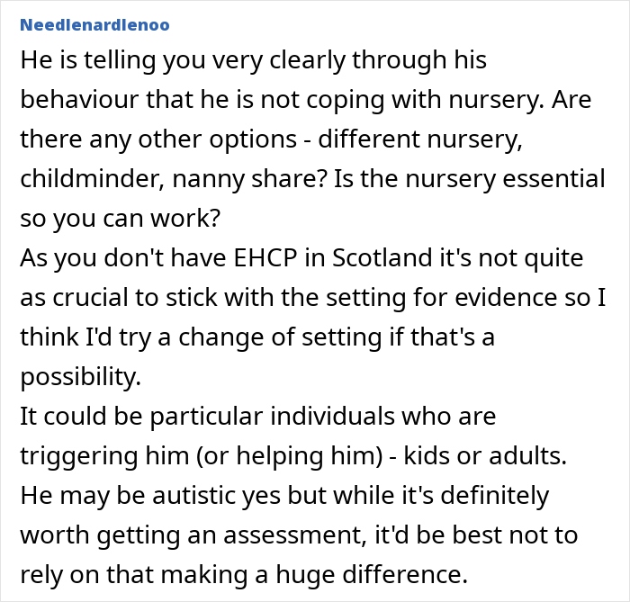 Alt text: Advice on managing uncontrollable behavior of 4-year-old son struggling after joining nursery shared by a desperate mom. Alt text: Advice on managing uncontrollable behavior of 4-year-old son struggling after joining nursery shared by a desperate mom.