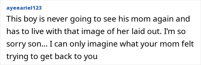 Comment expressing sorrow for a son after his mom slips a loving note in his lunchbox and is fatally shot.