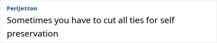 Text post by Perjletton reading sometimes you have to cut all ties for self preservation referencing doomsday cult mom message.