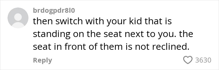 Comment on social media discussing reclined plane seats and an annoyed mom sparking a viral debate about seat space issues. Comment on social media discussing reclined plane seats and an annoyed mom sparking a viral debate about seat space issues.