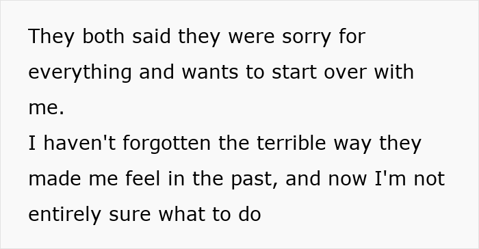 Text excerpt about apology and emotional struggle related to a mom admitting she hid college acceptance letters from least favorite kid.