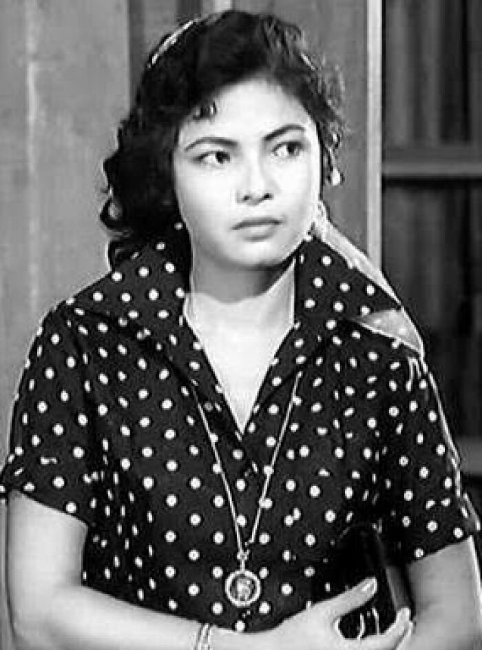 Black and white image of a female celebrity wearing a polka dot dress, related to vanished celebrities conspiracy theories.