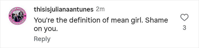 Screenshot of an Instagram comment calling someone the definition of a mean girl, related to Amanda Seyfried aggressively slammed. Screenshot of an Instagram comment calling someone the definition of a mean girl, related to Amanda Seyfried aggressively slammed.