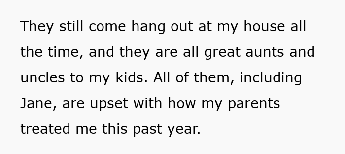 Text excerpt about parents making son raise younger siblings and family tensions, reflecting parenting and adult struggles.