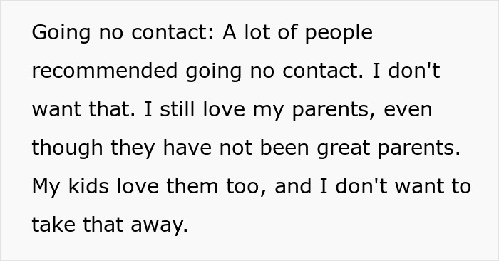 Text excerpt about parents making son raise younger siblings and dealing with strained family relationships in adulthood.