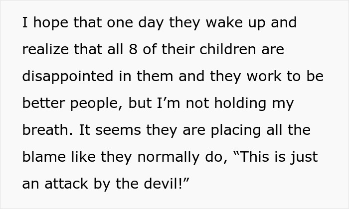 Text about parents making their son raise seven younger siblings and the resulting family disappointment and blame.