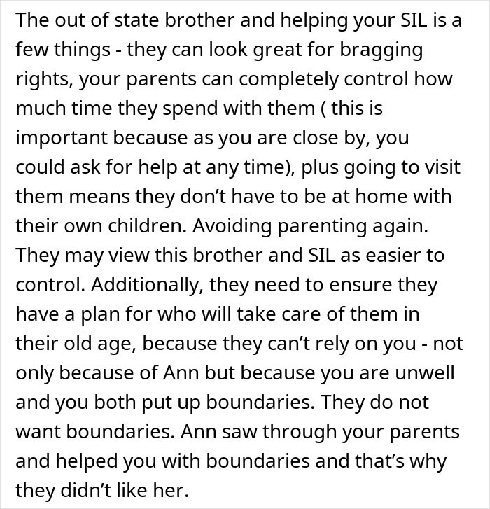 Text discussing parental control and challenges of raising younger siblings, highlighting boundaries and family dynamics.